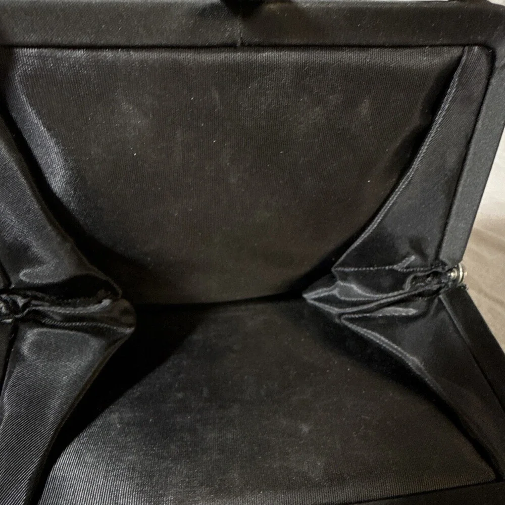 Vintage Admiral 1950s Black Satin Evening Clutch with Silver Chain Strap
